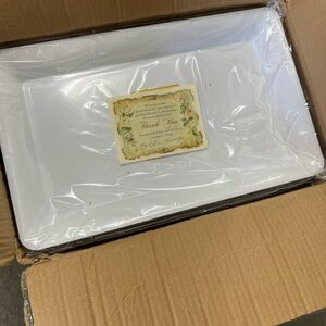 Set of 20 White Rectangular Serving Platters